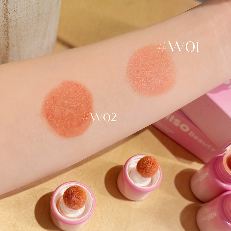 W02 Soft Peach Glow cheek tint result